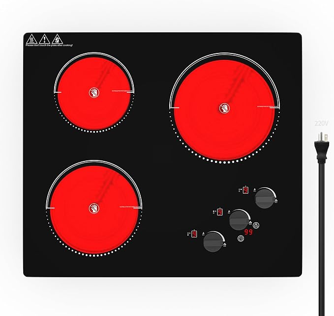 VBGK Electric Cooktop, 24 inch 220V Stove Top, Touch and Knob Control, 9 Power by VBGKElectricCooktopandInductionCooktop