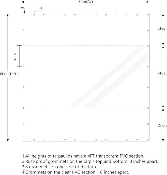 20 Oz Outdoor Vinyl Curtain, Outdoor Clear Panel Curtain, Weather Resistant - Image 3