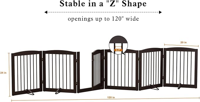 Freestanding Pet Gates with Walk Through Door, Dog Indoor Fence, Dog Gate - Image 6