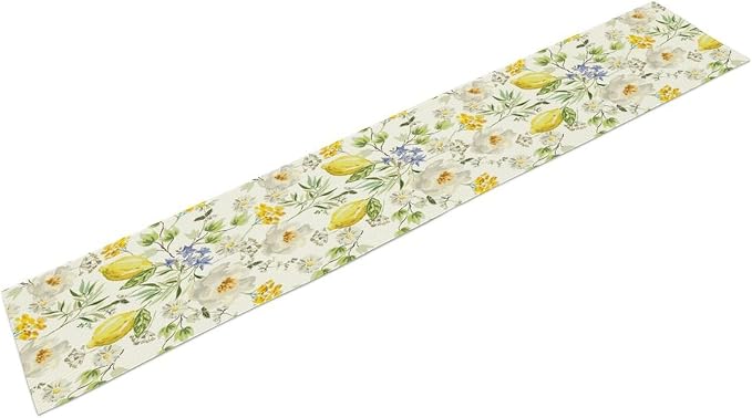Vintage Lemon Blossom Table Runner Seasonal Spring Summer Floral Farmhouse - Image 3