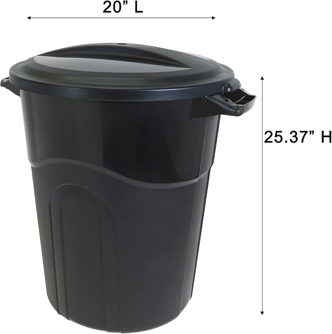 United Solution 20 Gallon Round Waste Container, Pass-Through Handles & - Image 5