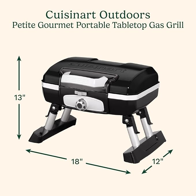 Cuisinart Petite Gourmet Portable Gas Grill, Compact & Lightweight Tabletop - Image 2