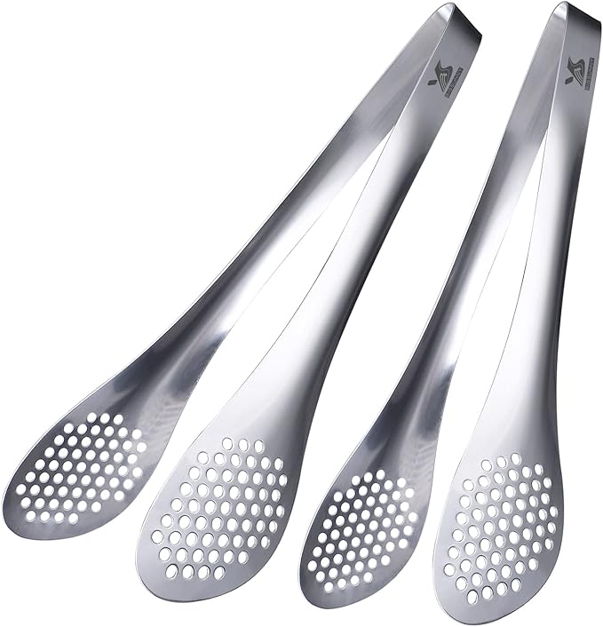 Serving Tongs, 11-Inch 304 Stainless Steel, Silver, Set of 2