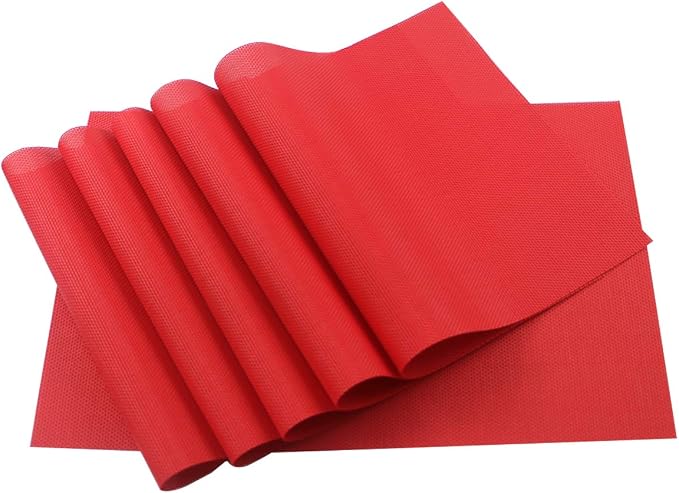 Gugrida Placemats Set of 6 Solid Red Placemat - Image 6