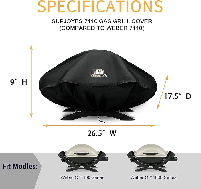 SUPJOYES Grill Cover for Weber Q Series Grills, Portable BBQ Cover for Weber - Image 2