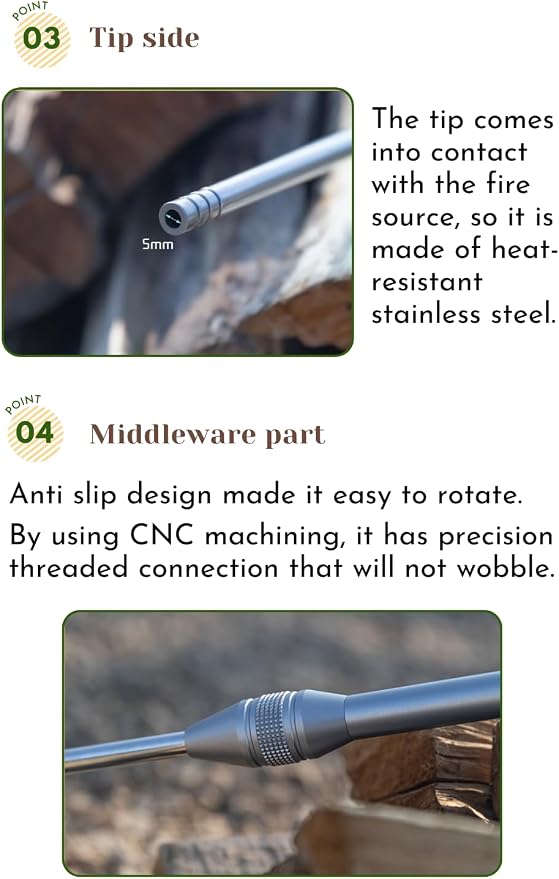 CAMPINGMOON Fire Blowing Stick Split Type Compact Fire Starter MS-43 - Image 4