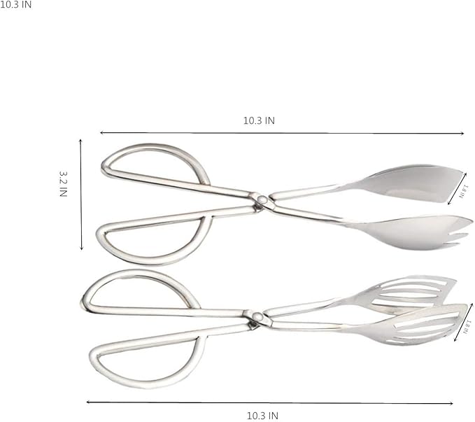 Buffet Tongs, 10.3-Inch Stainless Steel Serving Tongs, Silver, Set of 2