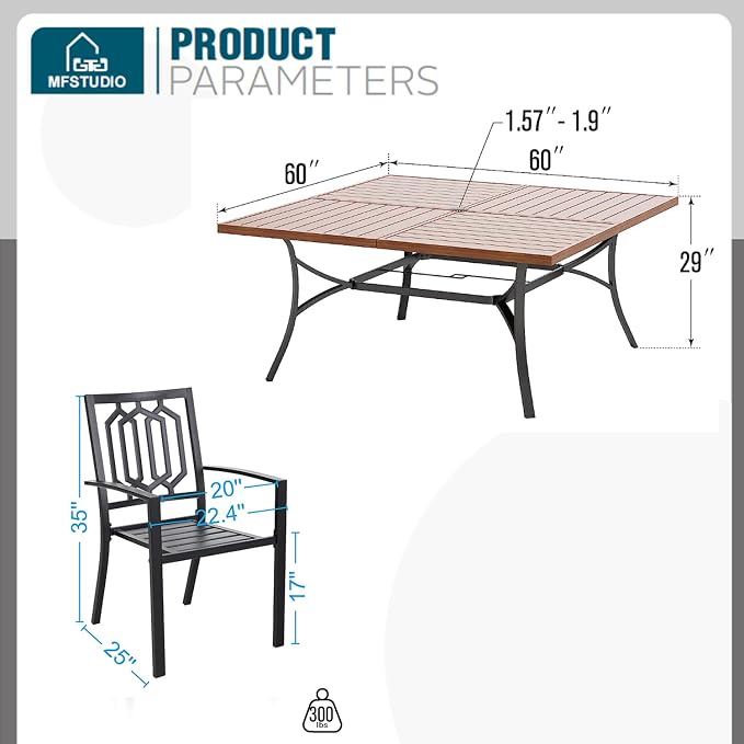 MFSTUDIO Patio Dining Set for 8, Patio Table and Chairs Set - Image 8
