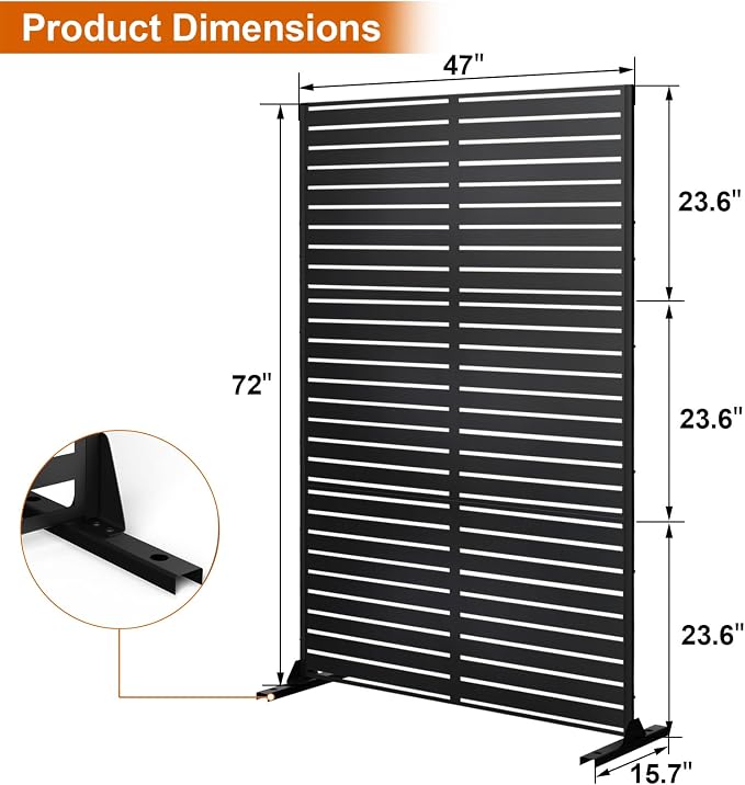 72" H×47" W Metal Privacy Screen, Outdoor Indoor Privacy Screens - Image 2