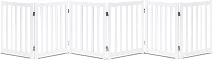 LZRS 6-Panel Extra-Wide Freestanding Wooden Dog Gate Indoor – 24”High Foldable by LZRSPET