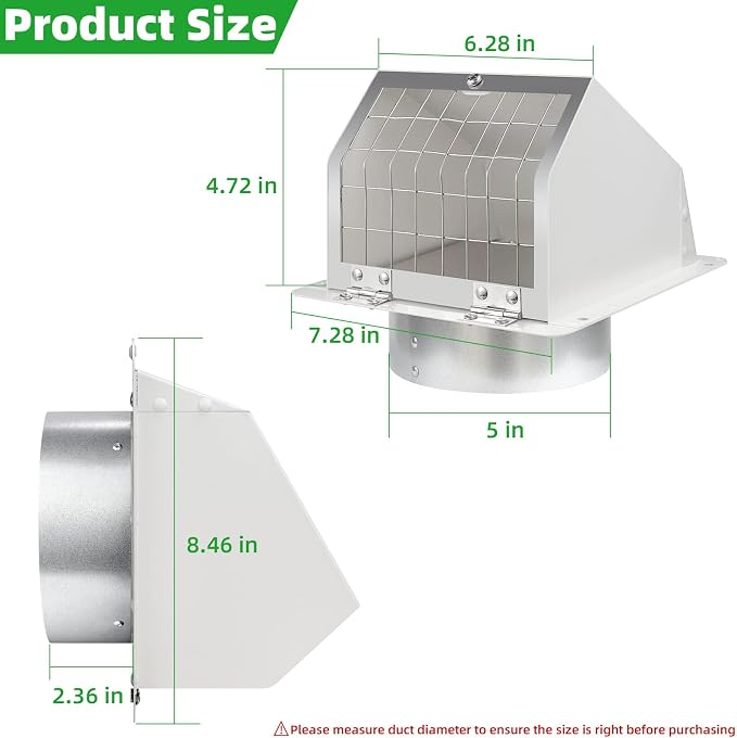 Dryer Vent Cover Outside 5 Inch, Dryer Vent Cover - Image 2