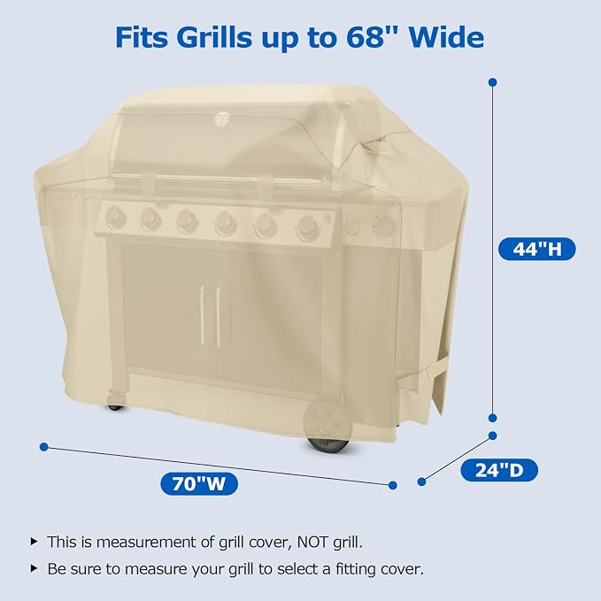 SunPatio BBQ Grill Cover 70 Inch, Outdoor Waterproof Large Barbecue Cover - Image 2