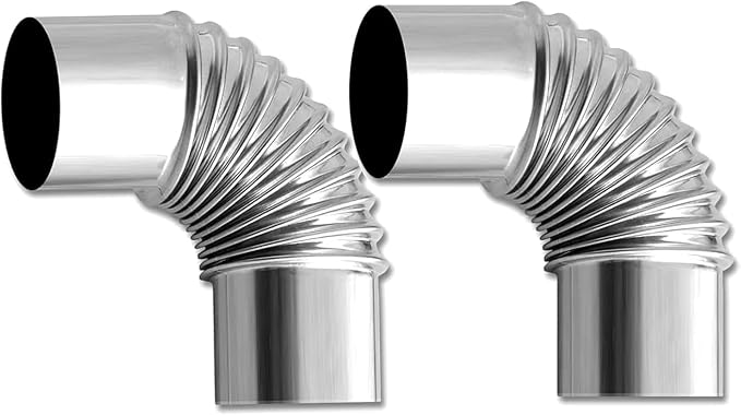 Elbow Pipe 2 PCS 90-Degree Chimney Thickened 304 Stainless Steel Flue Diameter by CAMPJOURNEY