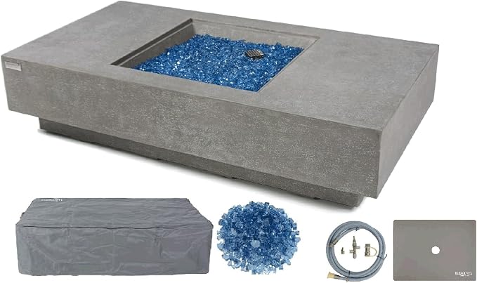 Elementi+ | Monte Carlo Gas Fire Pit Cast Concrete 60" Rectangular Fire Table by AMSFireplaceInc