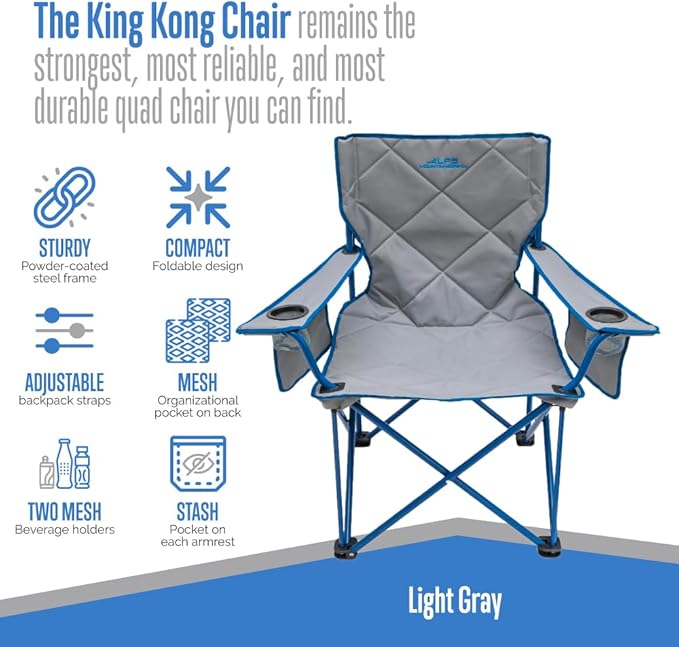 Camp Chairs for Adults, 800 lb Capacity, Light Gray Polyester