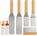 7 Piece Stainless Steel Spatula Set-Burger Flipper-4 Spatulas, + 2 Bottles-for by ArtisanFire