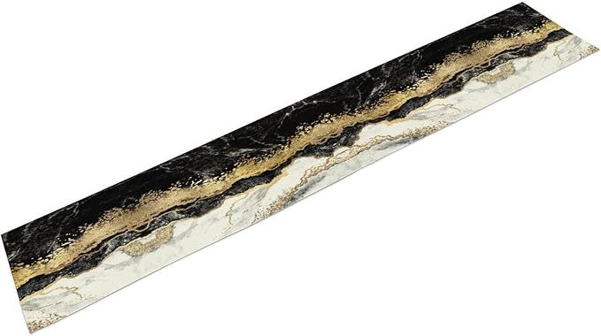 Marble Table Runner, Ink Golden Marble Texture Table Runner - Image 8