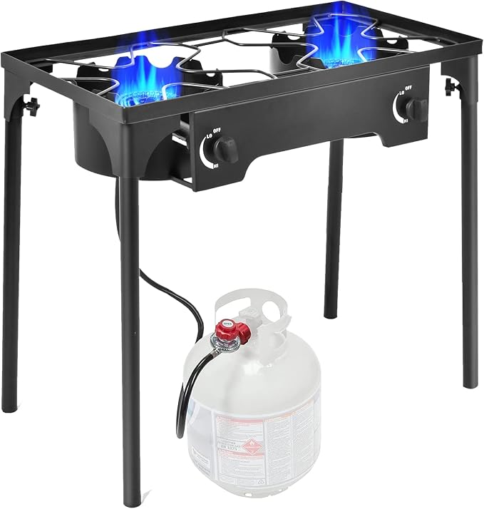 Goplus Outdoor Camping Stove, Dual Burner Propane Gas Cooker w/Detachable Legs by Goplus