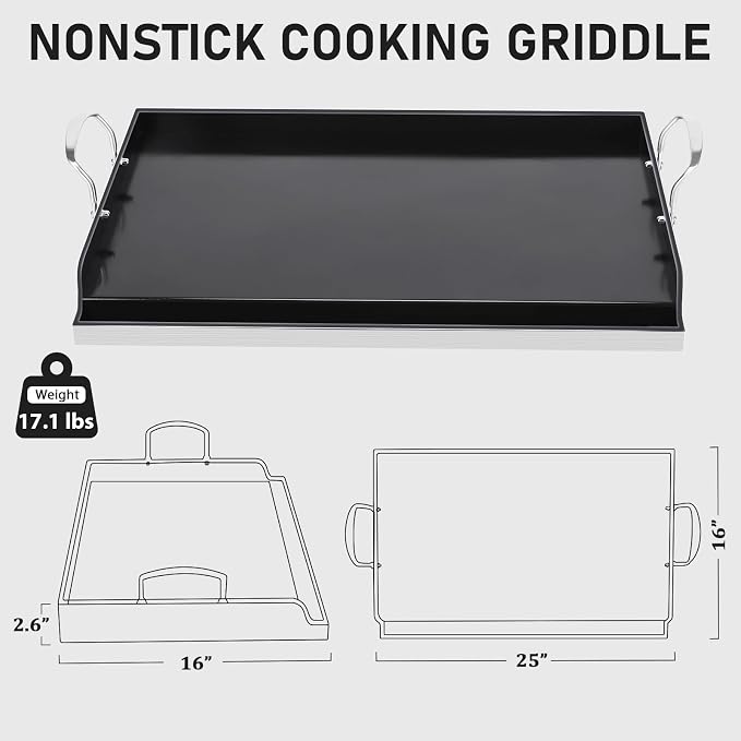 Utheer 25" x 16" Ceramic Nonstick Stainless Steel Griddle - Image 2