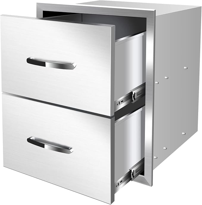 Outdoor Kitchen Drawers, Box Frame Style Flush Mount BBQ Drawer w/Stainless by OLIPIC