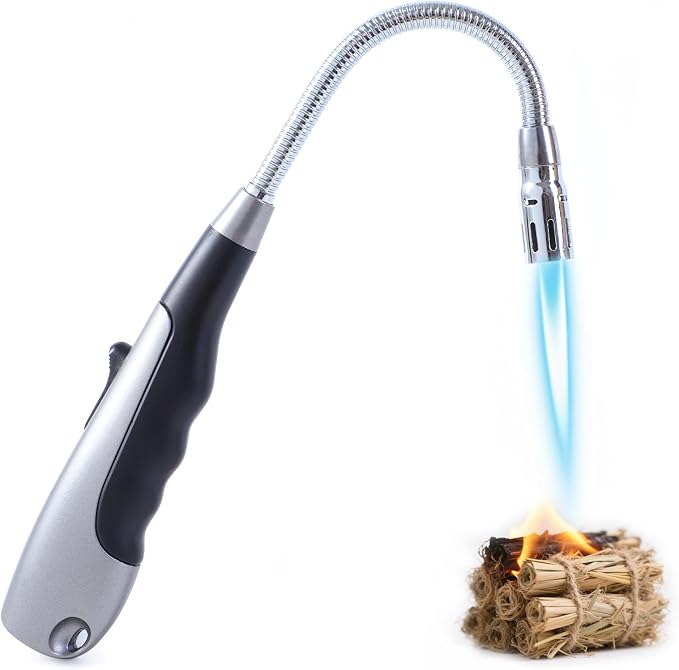 Butane Lighter Long Jet Flame Lighter, Refillable Torch, 360° Flexible Neck by Weeleesh