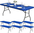 6 Pack Stretch Fabric Table Top Cap Cover, fits 8Ft Tables, Spandex Table by Pesonlook