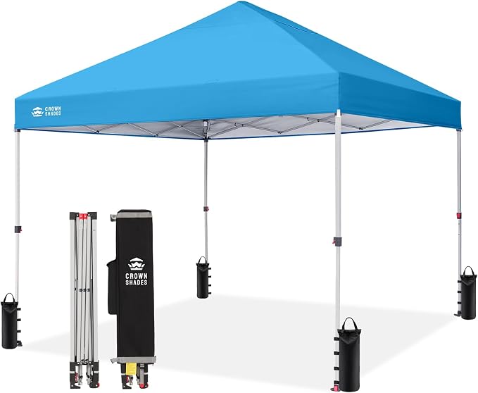 CROWN SHADES 8x8 Pop Up Canopy, Patented Center Lock One Push Instant Popup by CrownShades