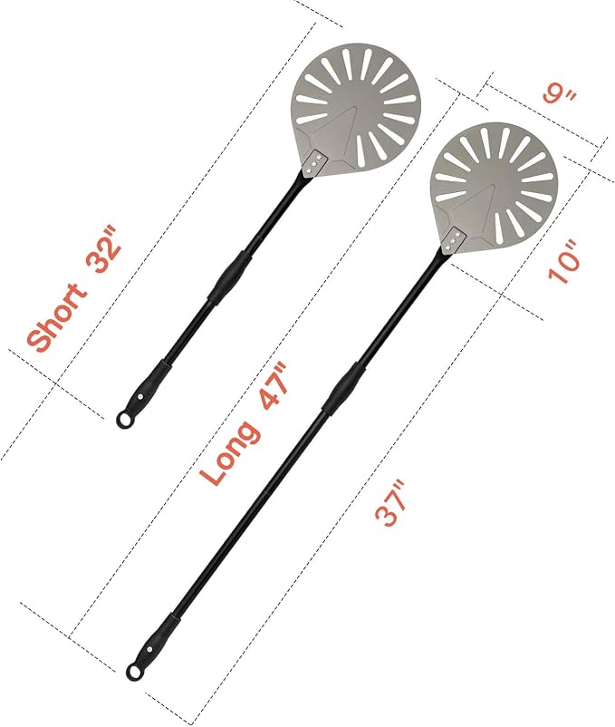 G.a HOMEFAVOR 9" x 10" Perforated Pizza Peel 47 Inch overall, Rectangular - Image 2
