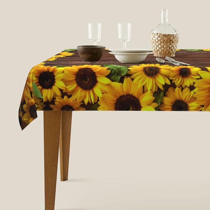 Worltoldb Sunflower Tablecloths Polyester Table Cloth - Image 2