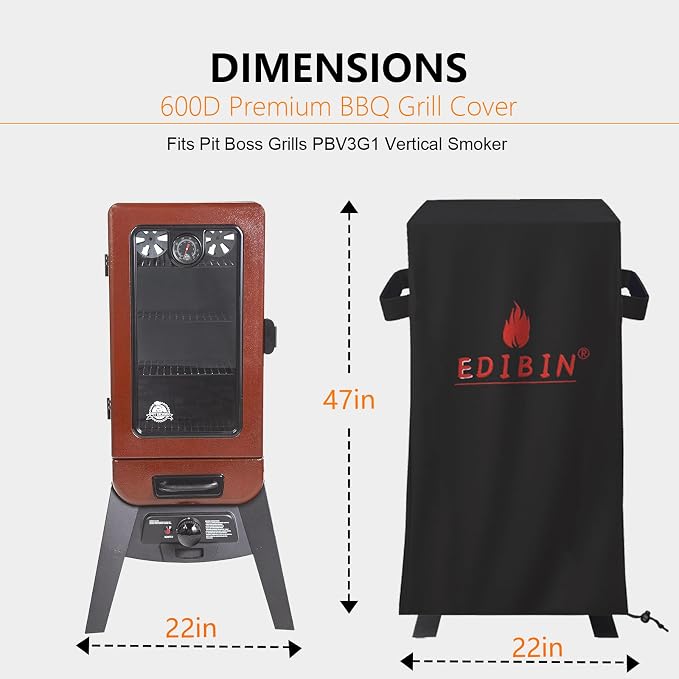 Smoker Cover for Pit Boss Grills PBV3G1 Vertical Smoker, 600D Waterproof Grill - Image 2