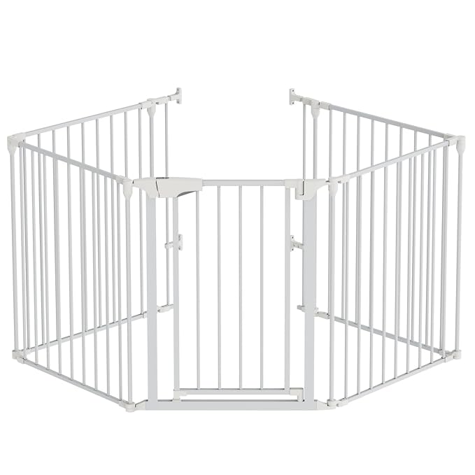 Bonnlo 120-Inch Wide Metal Baby Safety Fence/Play Yard Adjustable Fireplace by Bonnlo