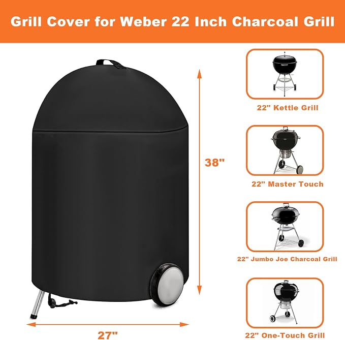 22 Inch Charcoal Kettle Grill Cover - Image 2