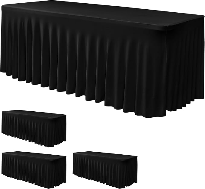 Nasitos Black Table Skirt for 6 Foot Rectangle Tables, 4 Pack by Nasitoshomedecor