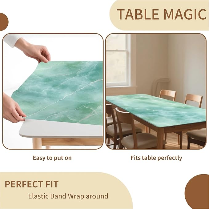 Rectangle Table Cloth Cover Waterproof Elastic Fitted Polyester Fitted - Image 4