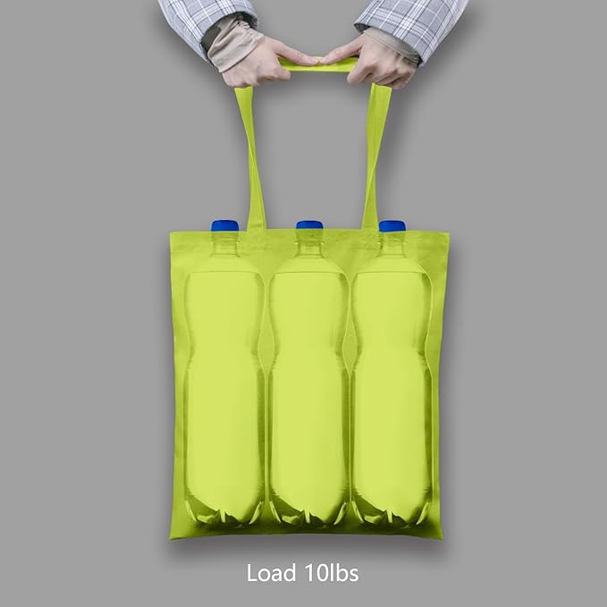 TOPDesign 6-Pack Economical 16"x15" Apple Green Cotton Tote Bag, Lightweight - Image 6