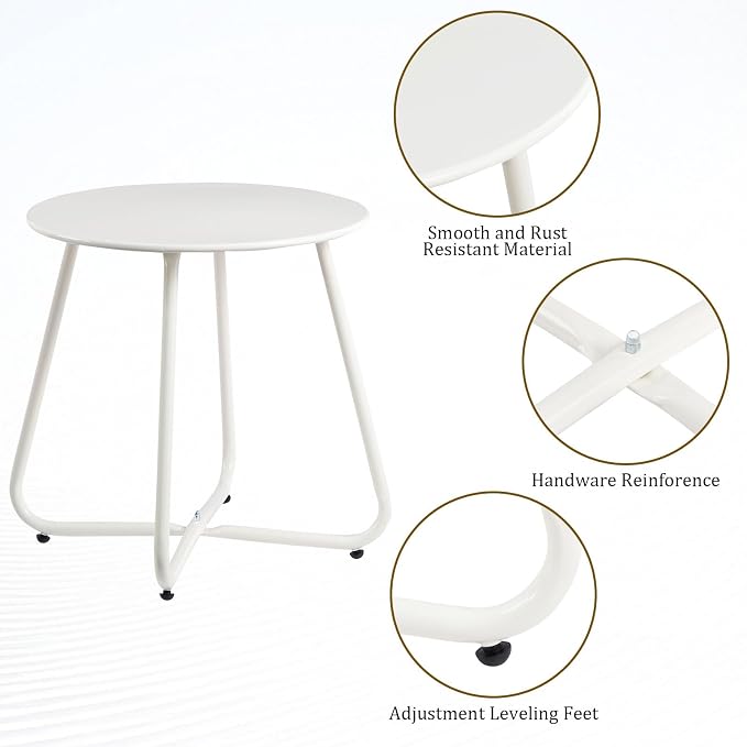 HollyHOME Round Metal Side Table, Rust-Resistant Patio Small Plant Stand - Image 5