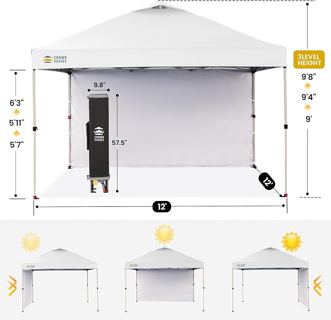 CROWN SHADES 12x12 Pop Up Canopy Tent Instant Commercial - Image 3