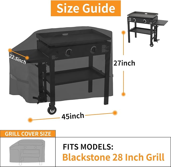 28 inch Blackstone Griddle Cover，600D Heavy Duty Waterproof Anti-UV Canvas Flat - Image 2