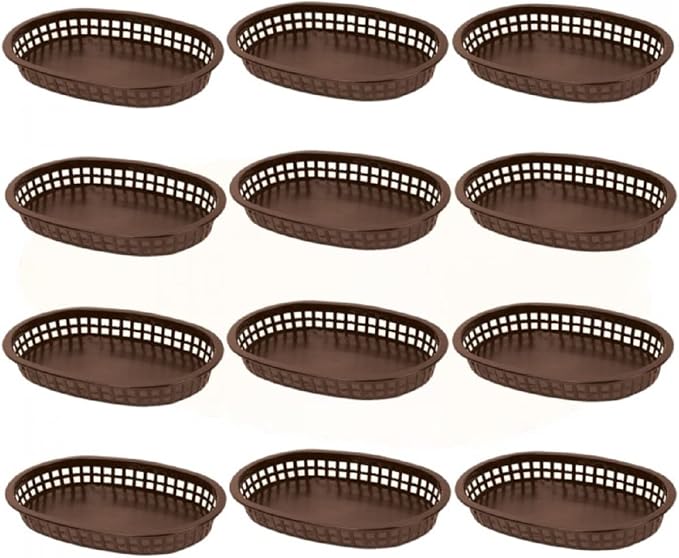 TrueCraftware- 10-3/4" Oblong Fast Food Basket Brown Plastic Set of 12- Fry by Unknown