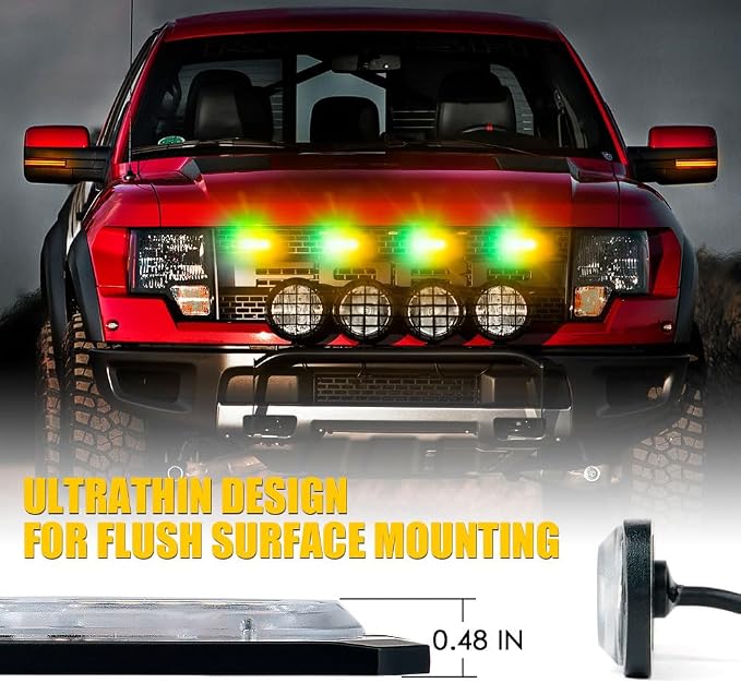 Xprite Amber Green LED Surface Mount Strobe Lights Kit, w/Control Panel - Image 2