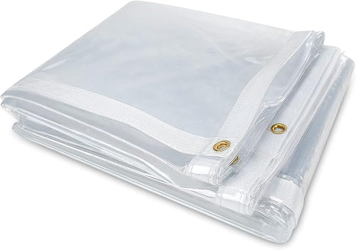 10 x 10FT Outdoor Clear Tarp Curtain Waterproof Wind-Proof 24 Mil Transparent by Likeem