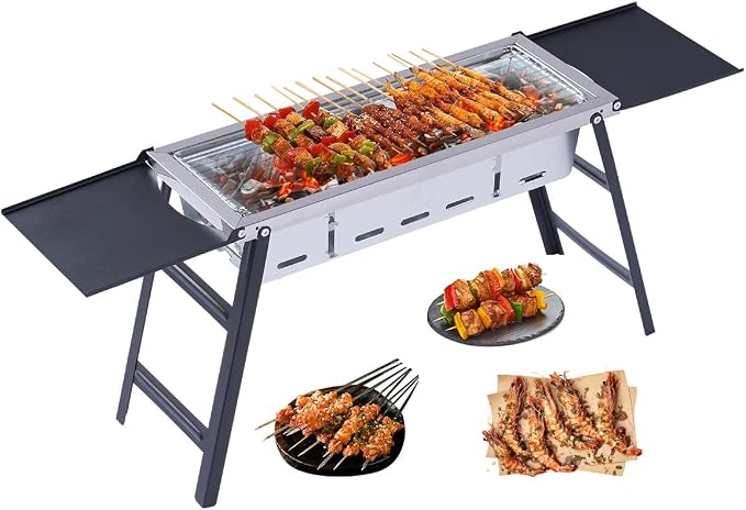 Outdoor Foldable Portable Barbecue Grills Stainless Steel Charcoal BBQ Tool - Image 2