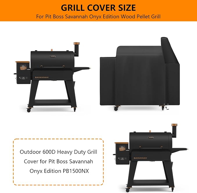 Grill Cover for Pit Boss Savannah Onyx Edition Pellet Grill, All-Weather - Image 2