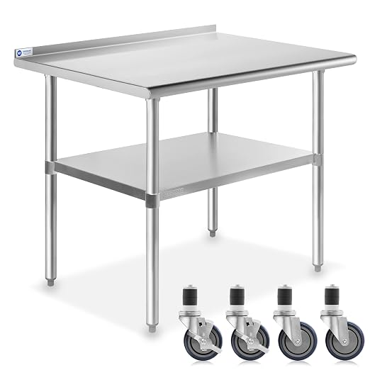 GRIDMANN Stainless Steel Table 36 in. x 24 in., NSF Commercial Kitchen Prep & by GRIDMANN
