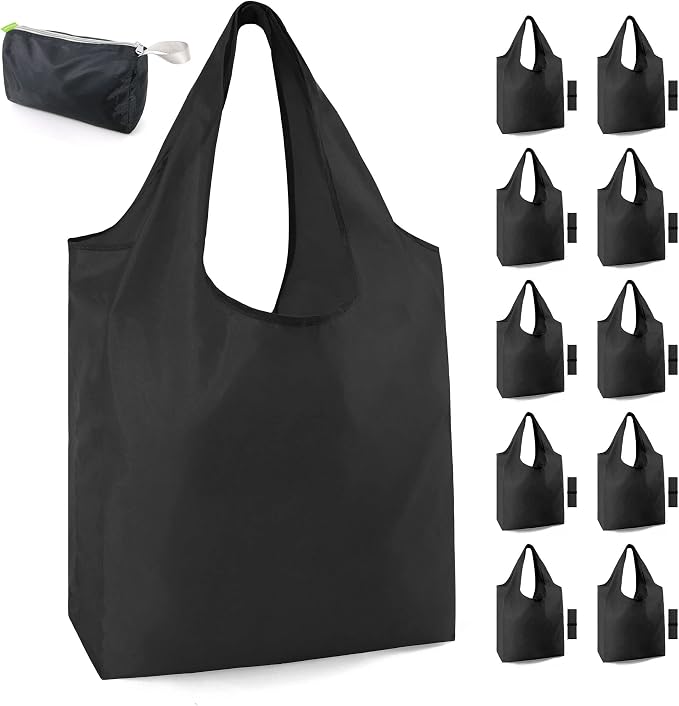BeeGreen 10 Pack Black Reusable Grocery Bags by BeeGreen