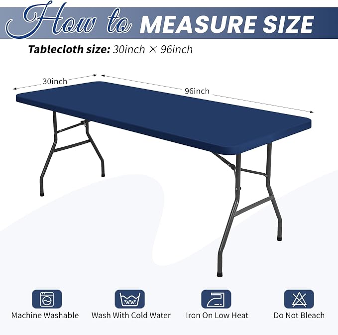 10 Pack Stretch Fabric Table Top Cap Cover, fits 8Ft Tables, Spandex Table - Image 2