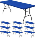 10 Pack Stretch Fabric Table Top Cap Cover, fits 8' Tables, Spandex Table by REWOMC