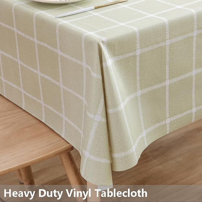 TruDelve Vinyl Tablecloths for Rectangle Tables Sage Green Oilcloth Tablecloth - Image 2