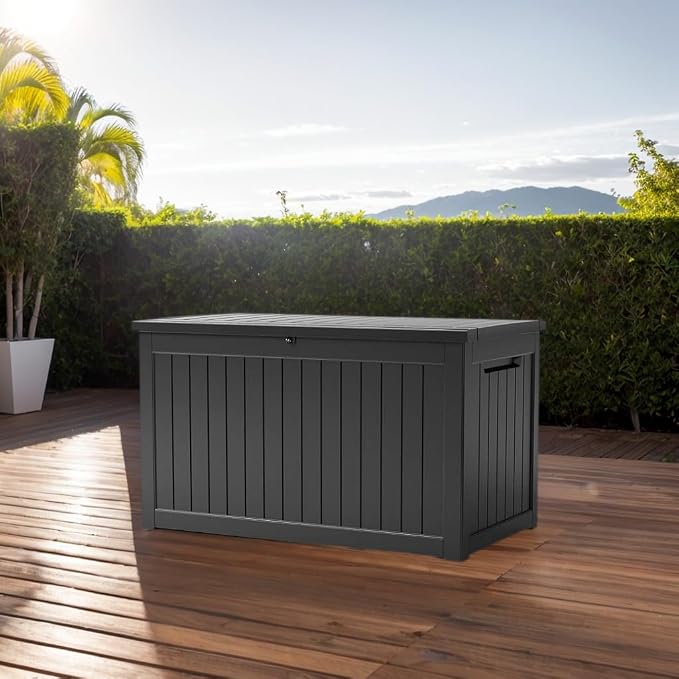 180 Gallon Large Resin Outdoor Storage Deck Box, - Image 6
