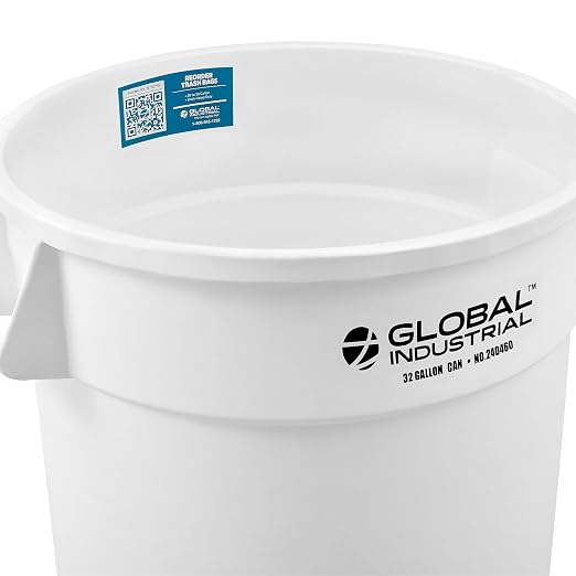 Global Industrial Commercial Round Trash Can, 32 Gallon Capacity, Plastic - Image 6